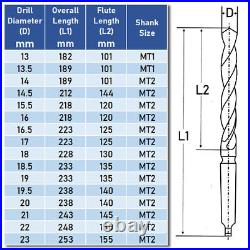 13-23mm HSS Morse Taper Shank Twist Drill Bit Set For Wood Plastic Metal Tools