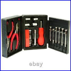 26pc Mini Multi Purpose Tool Kit Set Screwdrivers Pliers Sockets Diy In Case New