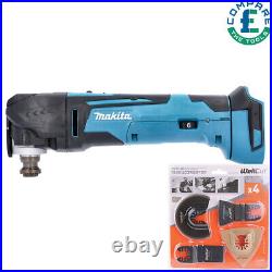 Makita DTM51 18v LXT Cordless Multi Tool with Wellcut 4 Piece Tiling Blades Set