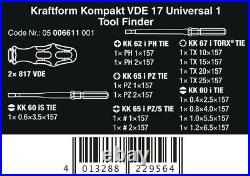 Wera 17Pce Kraftform Kompakt VDE Universal 1 Tool Finder Screwdriver Set, 006611